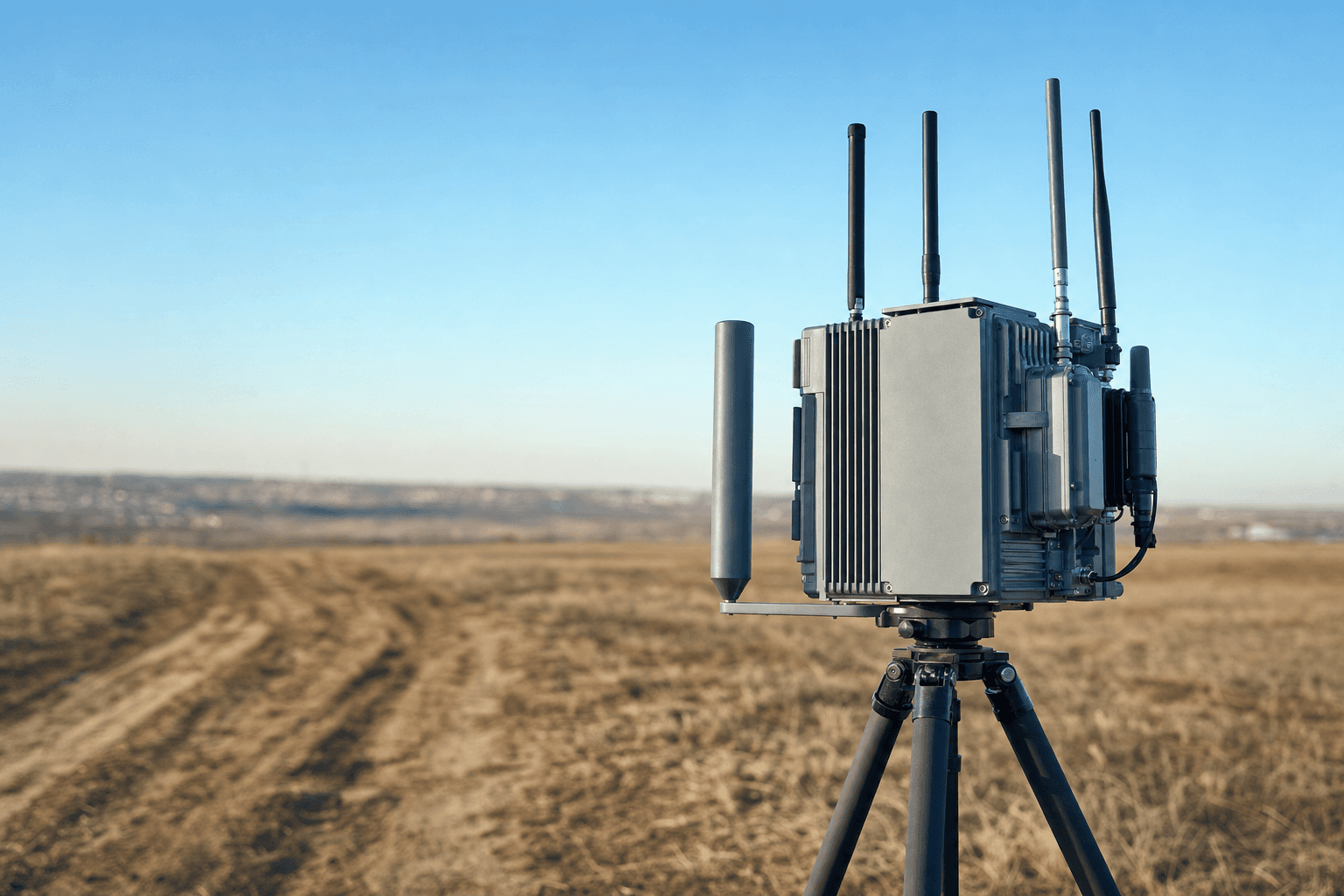 A DroneShield counter-drone sensor system deployed during field testing