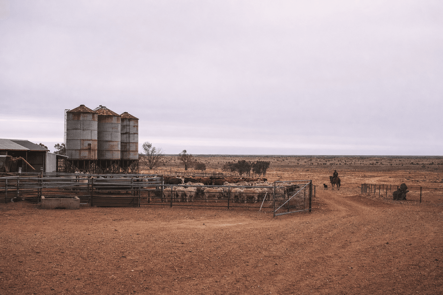 An agricultural property in rural Australia during dry seasonal conditions