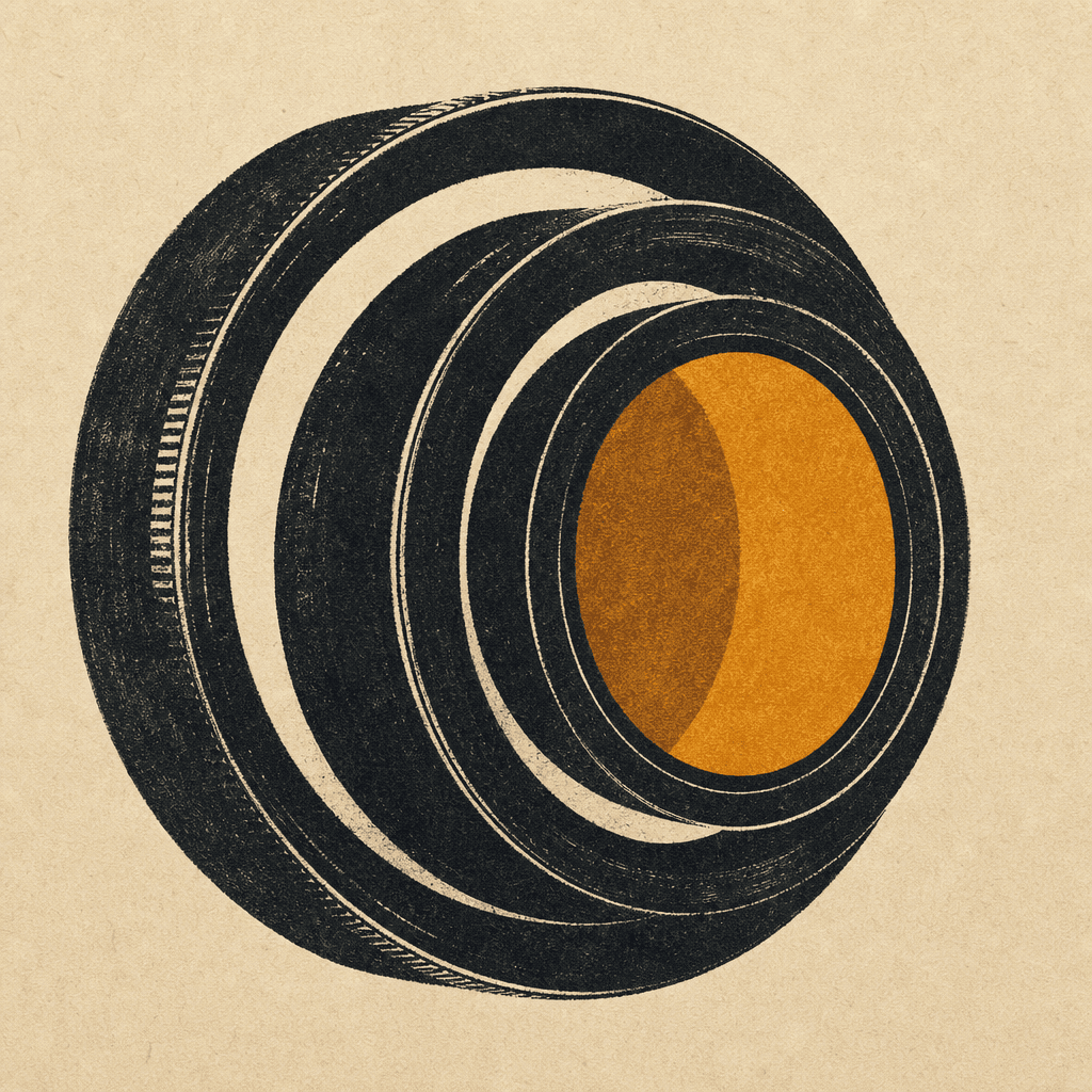 Illustration: Overlapping concentric lens silhouettes showing a misaligned central point.