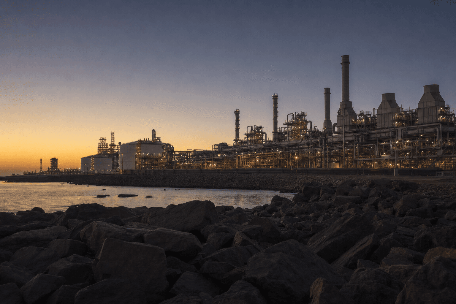 The Pluto LNG processing plant on the Burrup Peninsula, Western Australia