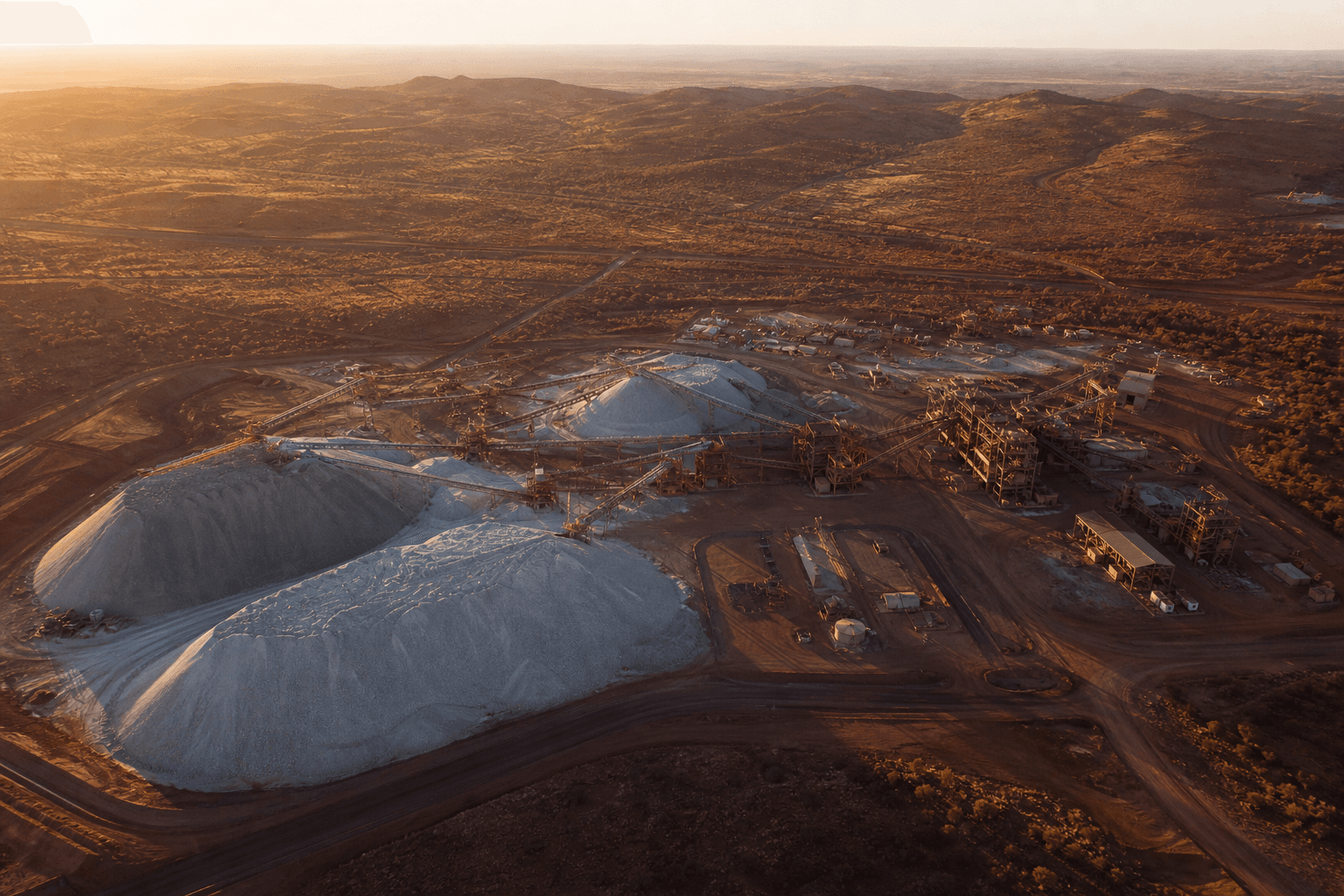 Processing facilities and stockpiles in the mineral-rich Pilbara region