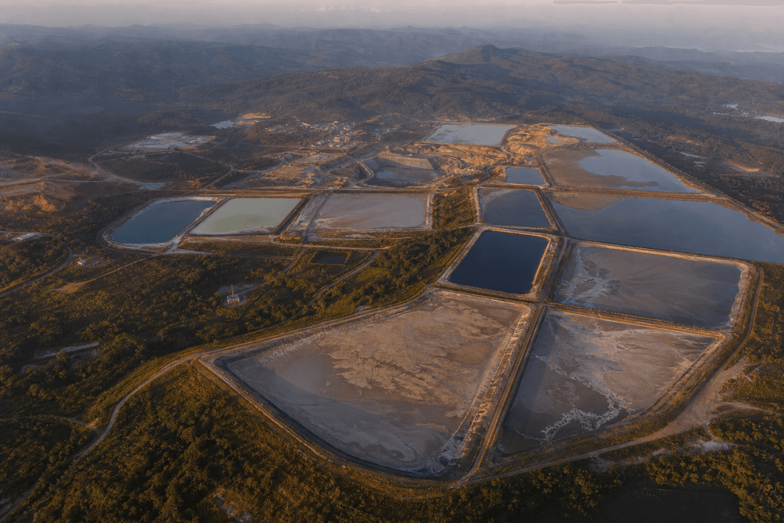 Aerial view of processing ponds at the Kayelekera project