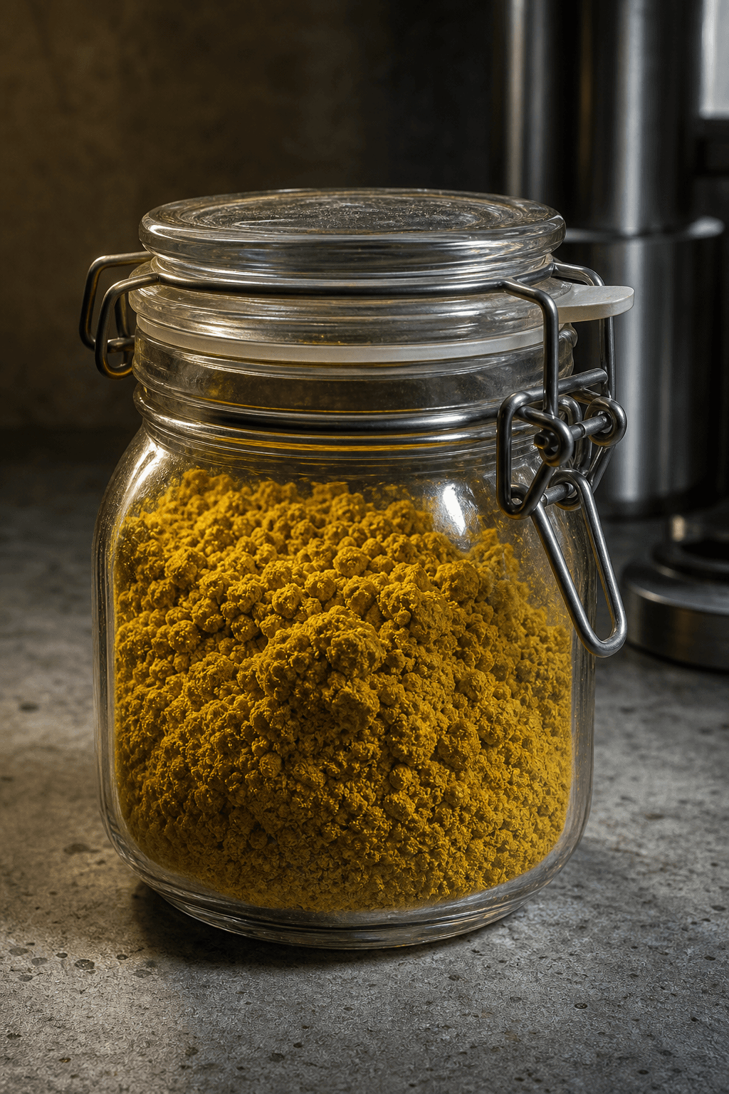 A sample of processed uranium concentrate from the mining operation