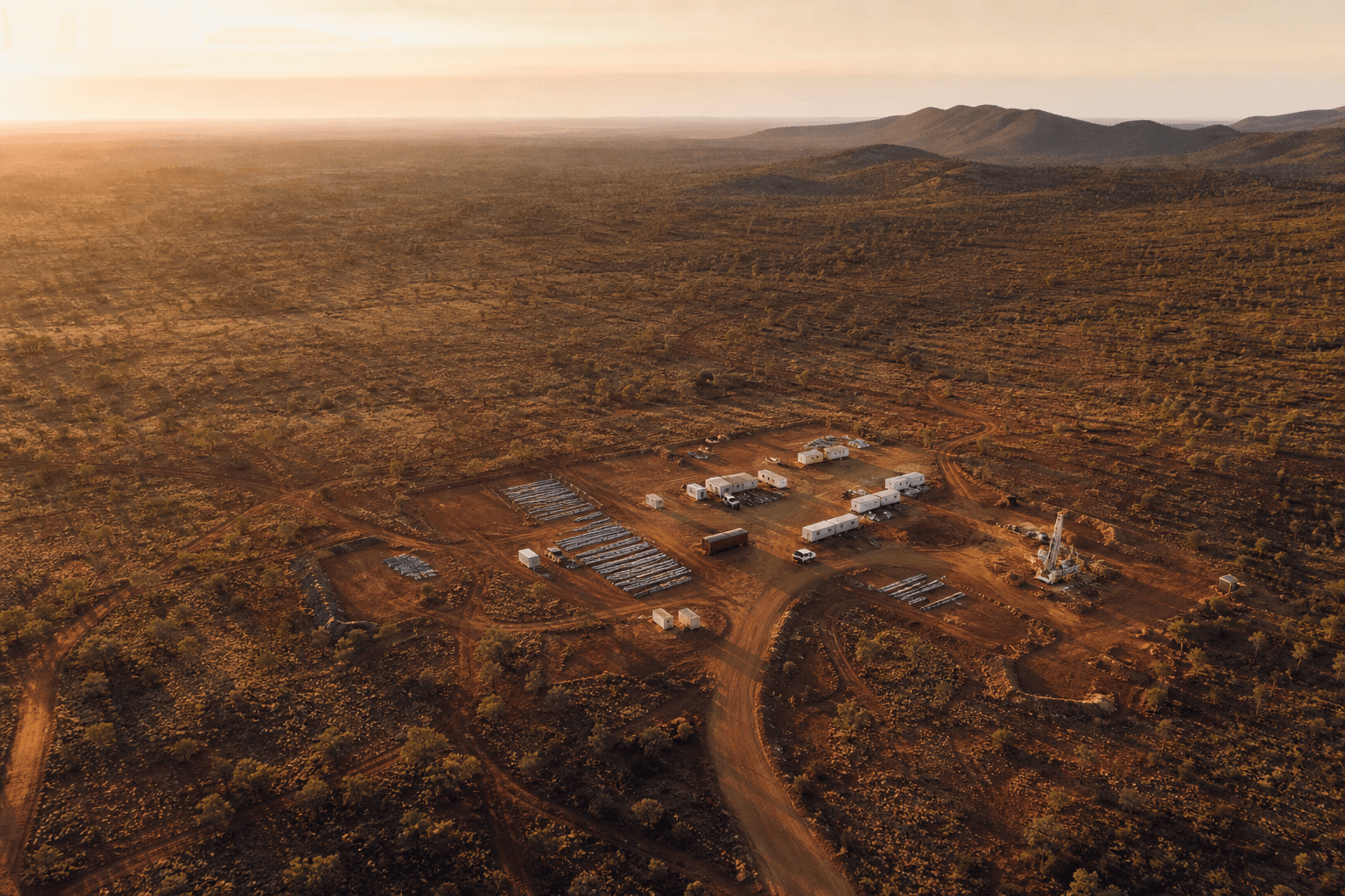 Aerial perspective of an active remote exploration site layout
