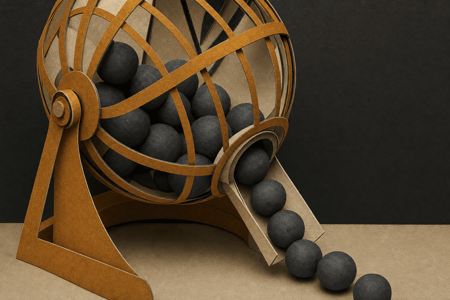 Illustration: A physical lottery drum bottlenecking under a sudden heavy load.