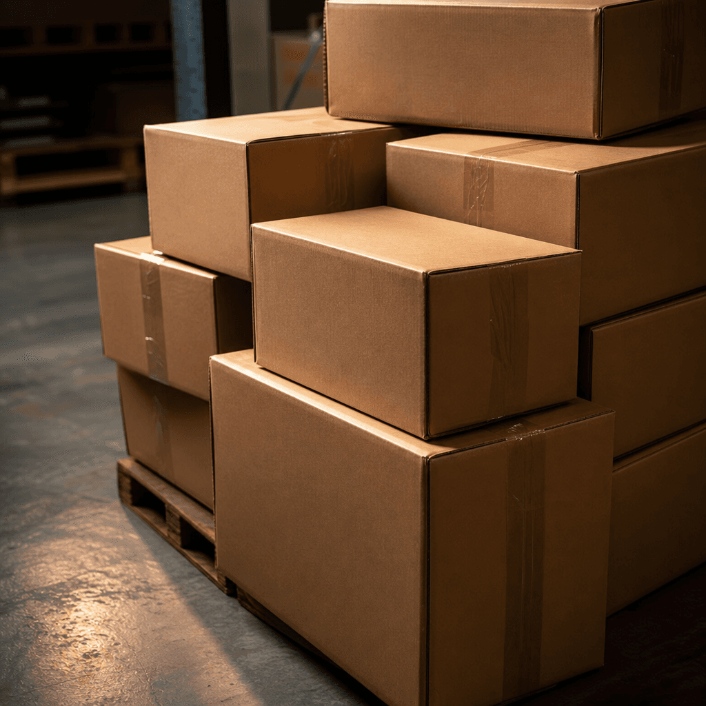 Packaged retail goods prepared for domestic shipping