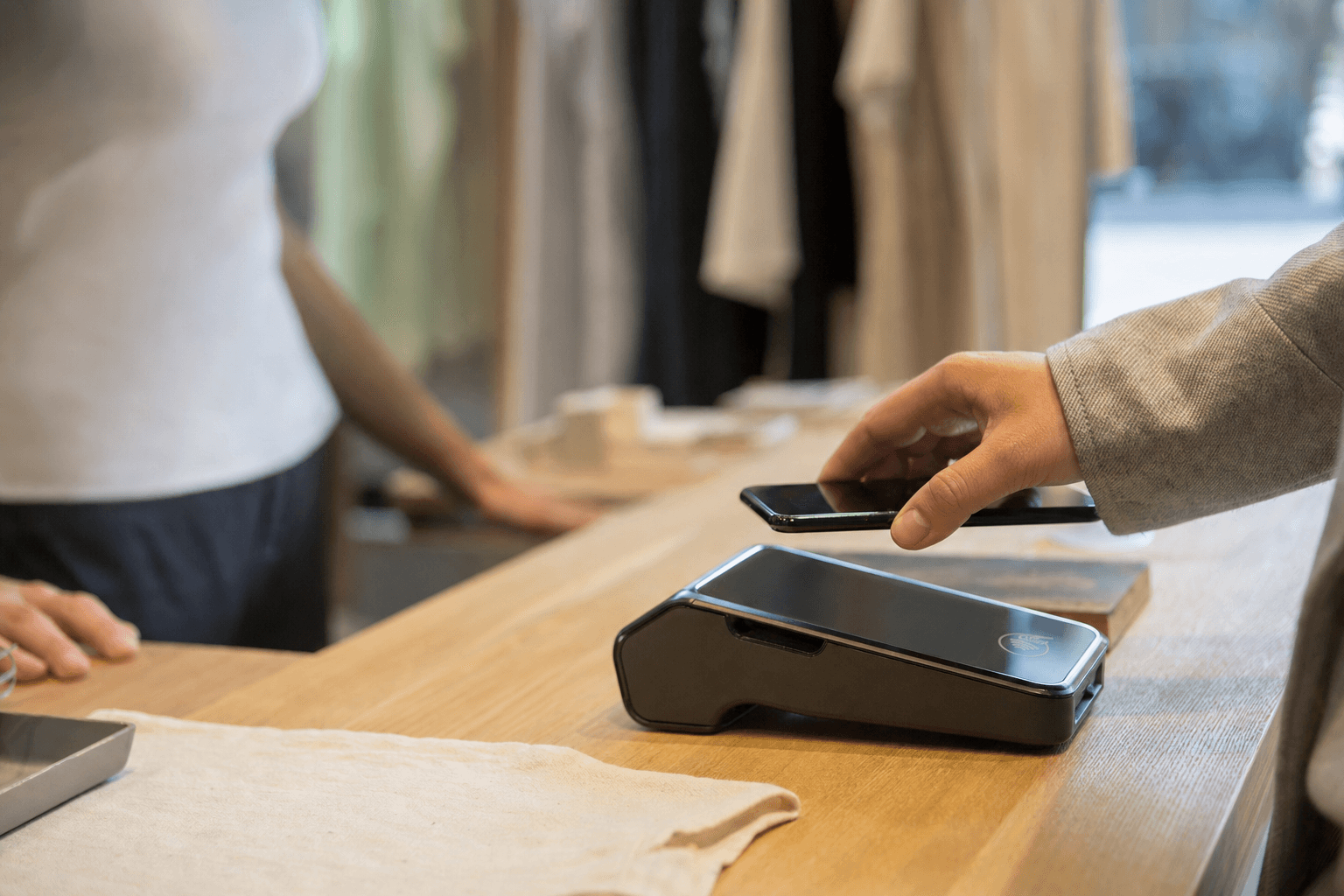 Point-of-sale digital payment transaction at a retail storefront in Sydney